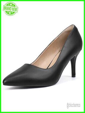 Closed Toe Stiletto Heels Pumps 3 Inch High Heels Pointed Toe Dress Shoes